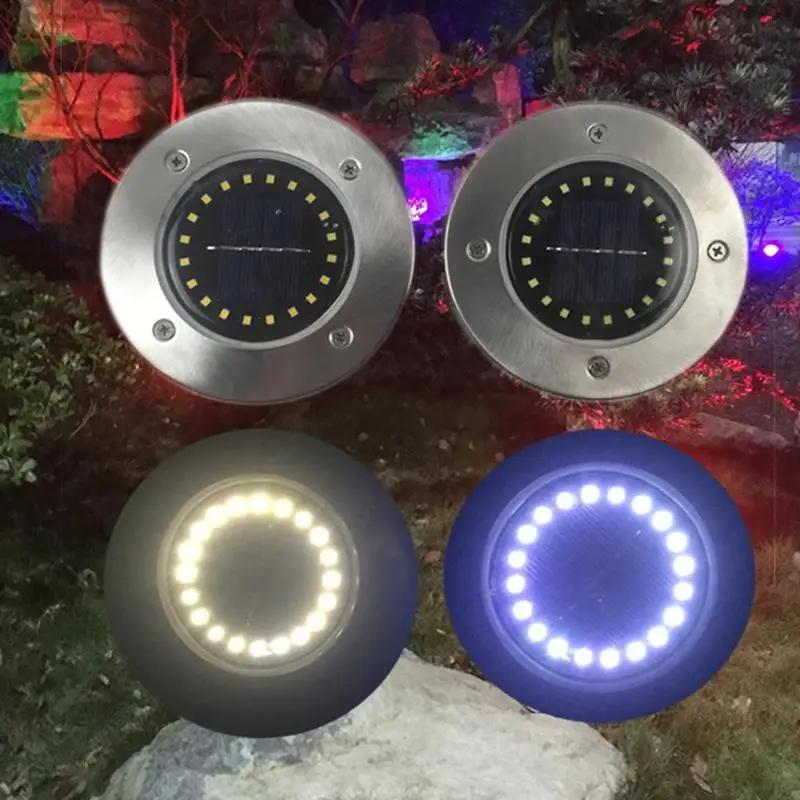 

20 LED Solar Power Buried Light Under Ground Lamp Outdoor Path Way Decking White Warm White Garden Light Lawn Lamp 1-4pcs