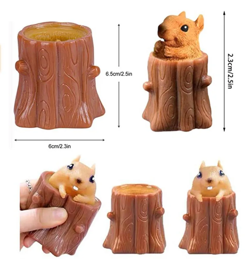 

Poppit Kawaii Squeeze Tree Stump Squirrel Toys Decompression Fidget Stress Relief Anti-Anxiety Toys Adult Kids Birthdays Gif