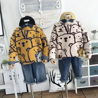 fashion new hot sale autumn boys sweater cotton thicnken bear design children sports casual knit pullovers fleece 4 14 t