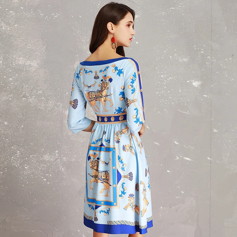 

2018 Autumn New Women's Plaid Fashion Elegant Graceful off-Neck Waist-Controlled Large Hem A- line Dress for Women