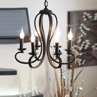 E14 люстра из кованого железа, американский стиль, фермерский дом, освещение, свеча, люстра, черный, белый цвет, блеск