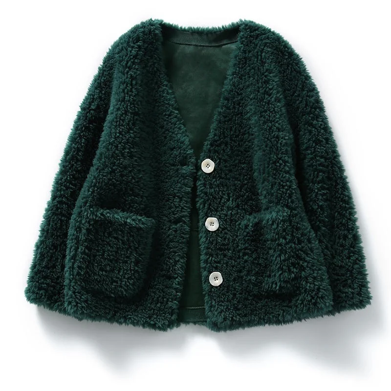 Female 2022 Winter Fur Coat Sheep Shearling Jackets Women Casual Coats Korean Style Wool Outerwear Jaqueta Feminina X848