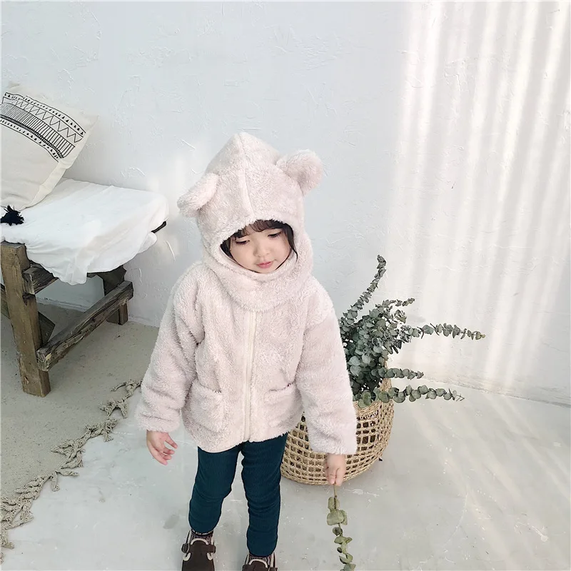 Новое Детское однотонное мягкое пальто кораллового цвета с длинными рукавами для младенцев повседневные рубашки с шапкой для мальчиков и девочек одежда для малышей