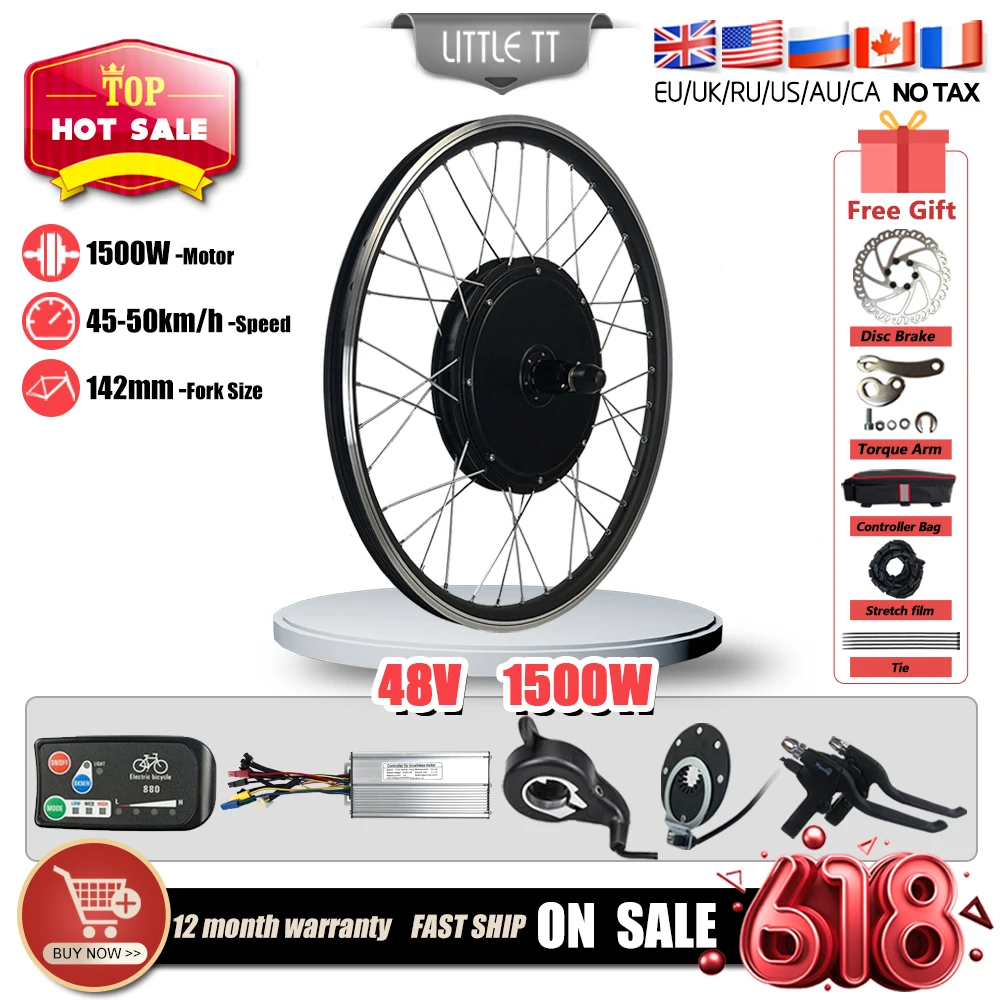 Preise Ebike Conversion Kit 48V 1500W Ebike 20 24 26 27,5 28 29 Zoll 700C Hinten Kassette Rad Motor Für Elektrische Fahrrad