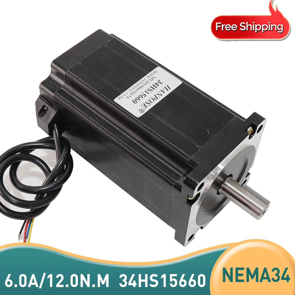 

Free Shipping NEMA34 stepper motor 34HS15660 12N.m 6.0A Diameter 86 stepping motor for CNC engraving machine high torque