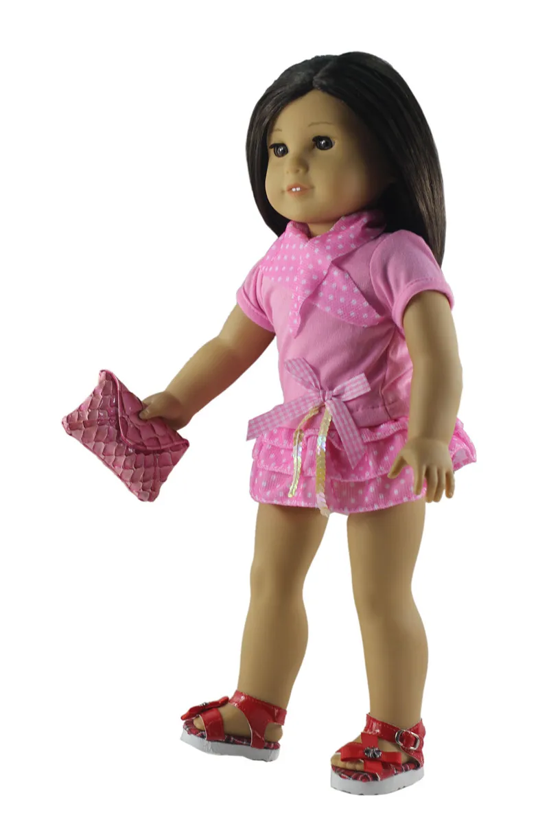 12 предметов = 6 шт. кукольная одежда + 3 случайных туфель сумки для 18 дюймовых