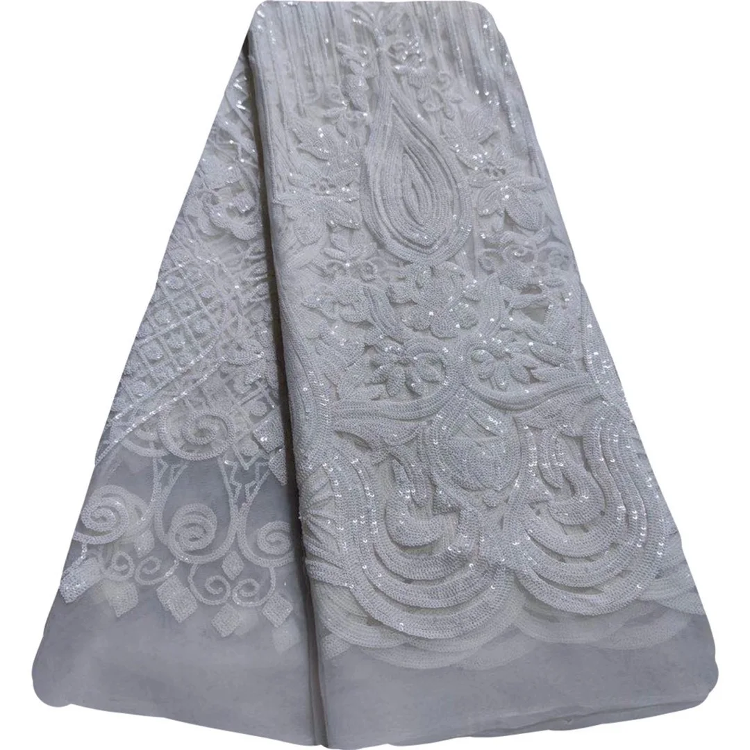 

MIQIER 2020 High Quality African nigerian Lace Fabric Sequins tulle fabric With Stones For Dress Embroidery Tulle Guipure YYN58