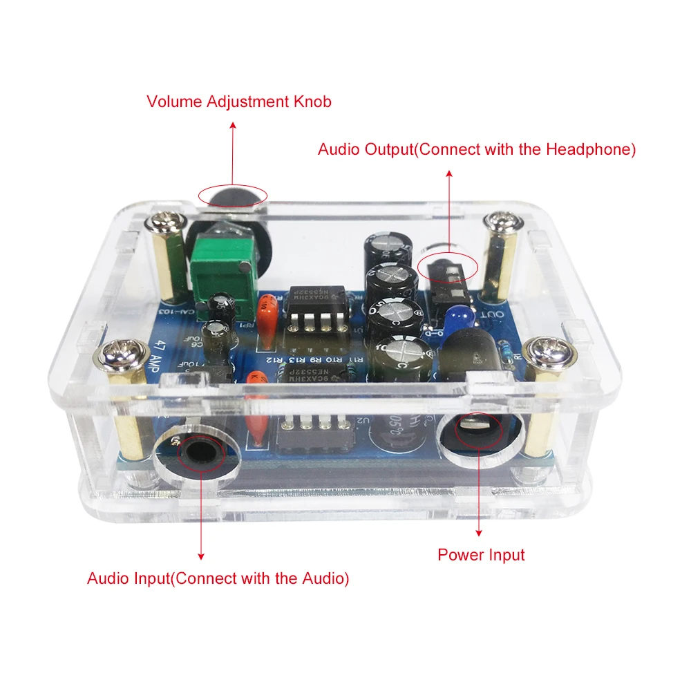 47 Ампер DIY NE5532 Hi-Fi Динамик усилитель для наушников комплект с прозрачной Корпус