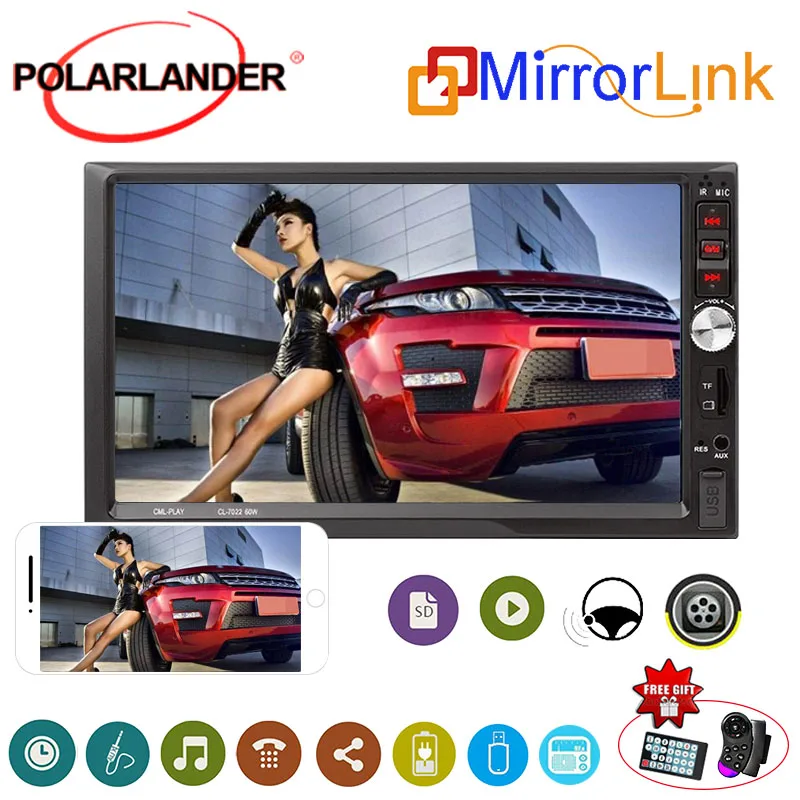 Bluetooth 1024*600 плеер с резервной камерой Новый 7 &quotАвтомагнитола Polar Lander сенсорный