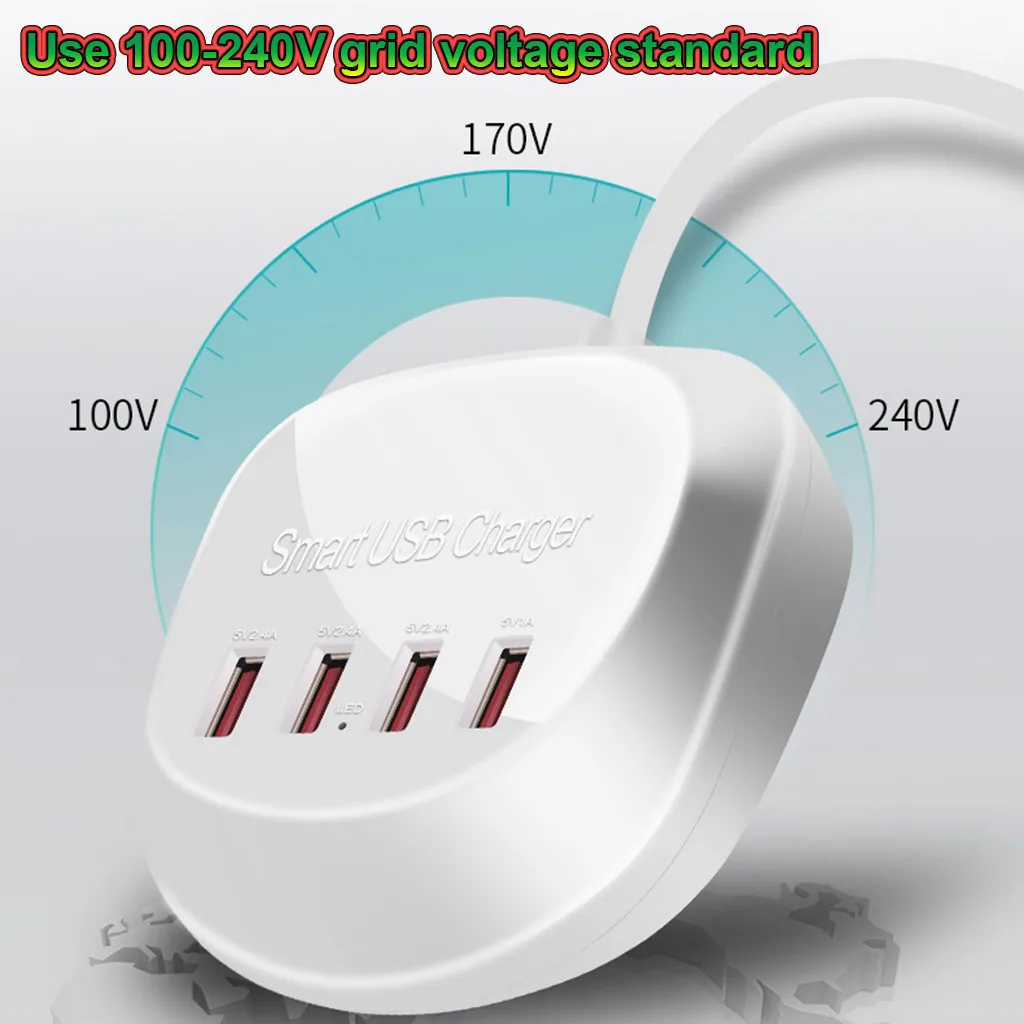 4 Порты и разъёмы 2.4A зарядное устройство с быстрой зарядкой, USB Зарядное устройство магазином розничной торговли при электрическая розетка с USB док-станция для iPhone X/8/8 Plus ЕС штепсельная вилка американского стандарта Великобритании штепсельная вилка австралийского стандарта