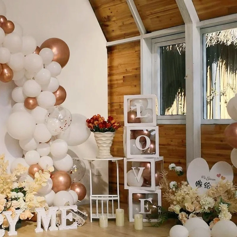 Прозрачная шкатулка для новорожденных Bride To Be розовое золото воздушные шары