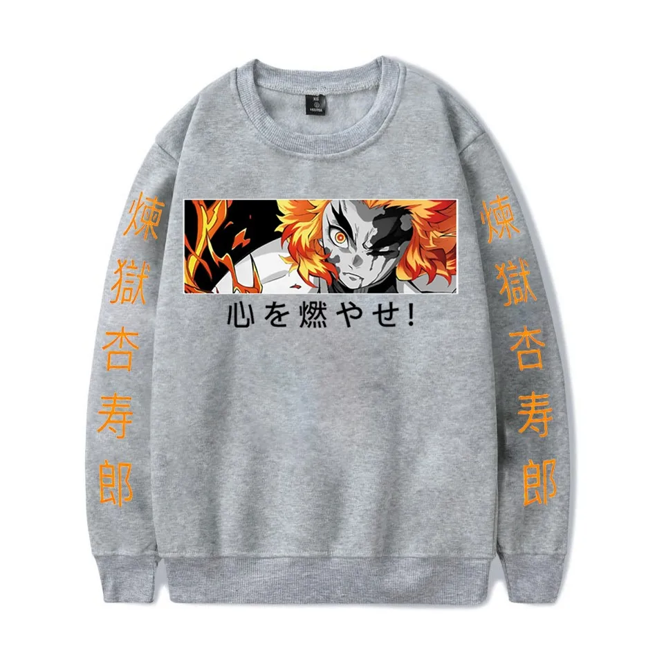 

Demon Slayer Funny Cartoon Rengoku Kyoujurou Graphic Hoodie Kimetsu No Yaiba Cool Anime Sweatshirt Hip Hop Streetwear Hoody Male