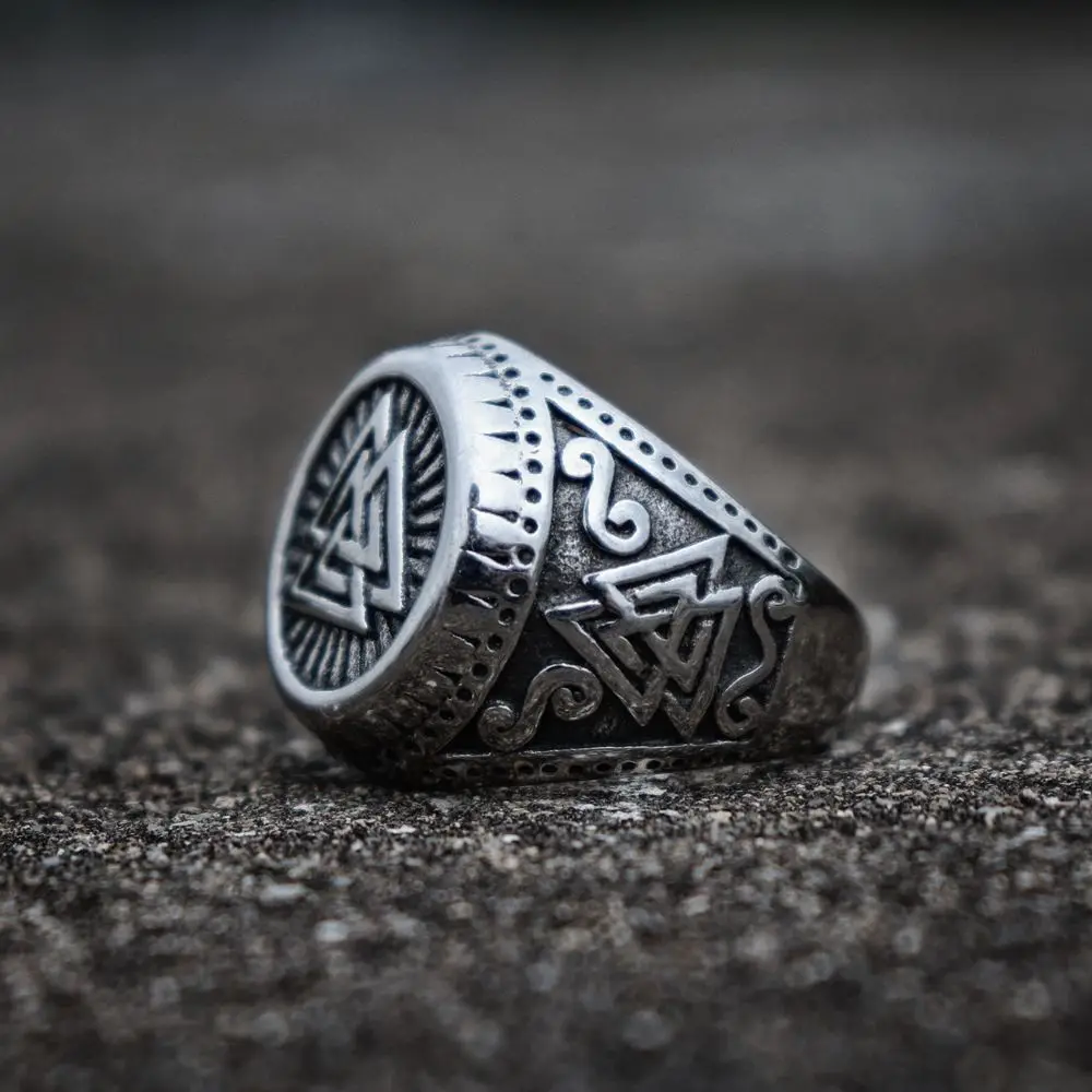Odin символ Valknut кольцо из нержавеющей стали мужские руны викингов кольцо воинов норвежский амулет ювелирные изделия