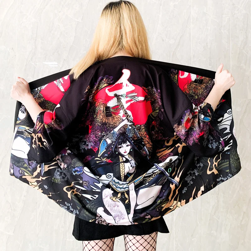 

Japanese Kimono Women Yukata 2021 Chinese Kimono Cosplay Geisha Haori Obi Japanese Streetwear Clothing Harajuku Kimono Shirt