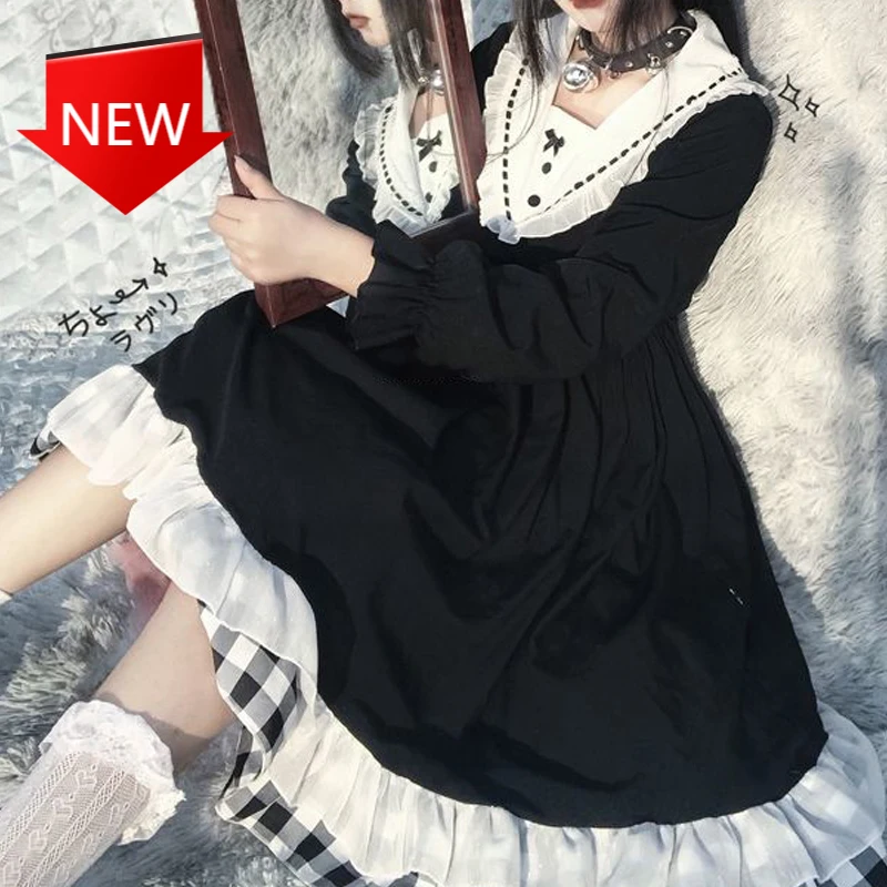 

Женское винтажное платье в стиле темной академии, черное платье в стиле гранж и альт, в готическом стиле, с кружевом эмо, Y2k