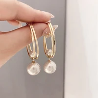 vintage luxury korean fashion pearl earrings for women gold color hoop dangle drop earrings new 2021 wedding jewelry gift