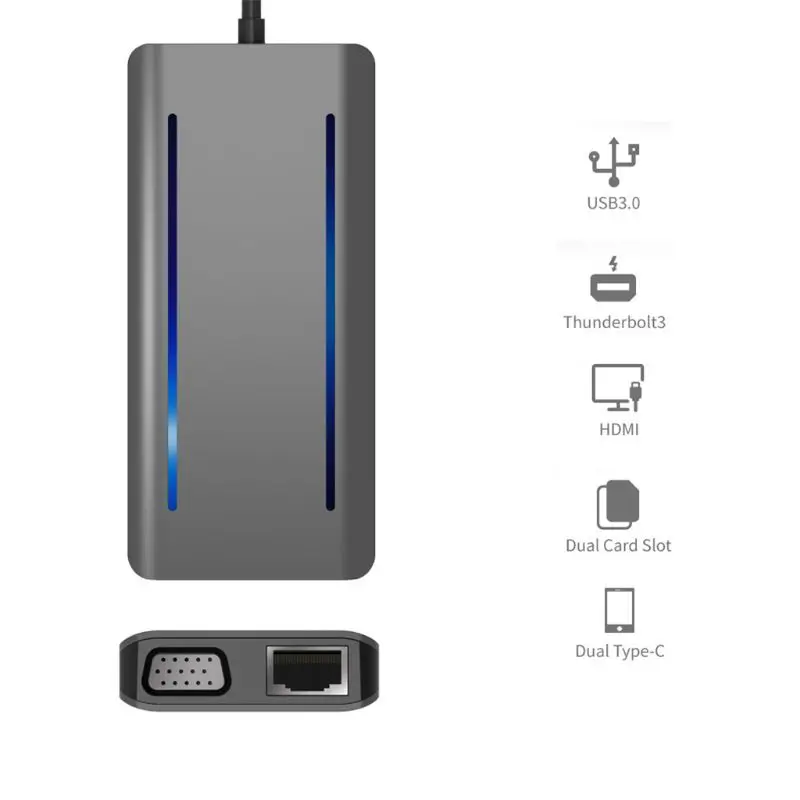 

USB3.0 11 in 1 High Speed USB HUB Adapter Splitter Multi Expander 4K HDMI-compatible for PC Laptop Cellphones U Disk Devices