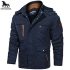 Зимняя парка для мужчин брикет 6XL Мужская бархатная куртка с капюшоном для мужчин среднего возраста мужские повседневные теплые куртки пальто со съемной шапкой 8186