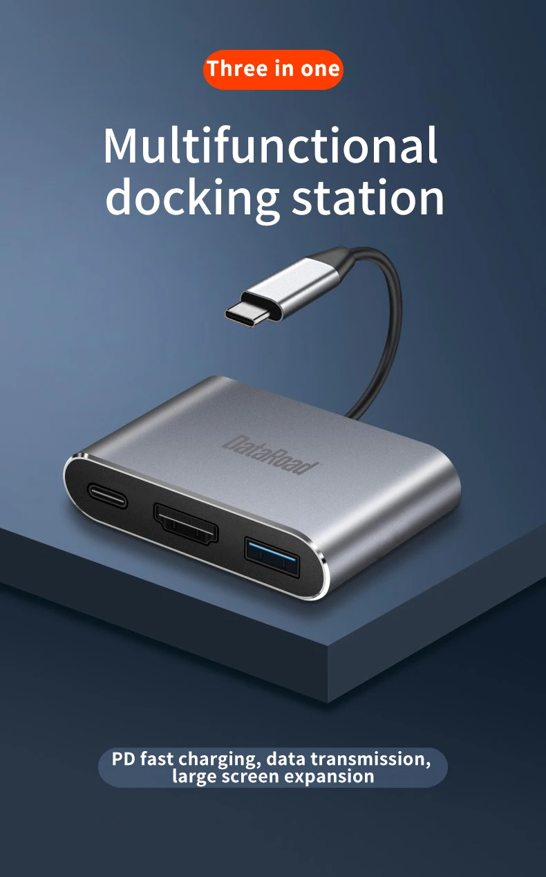 Адаптер DataRoad Thunderbolt 3 в 1 USB Type C Hub HDMI поддержка для Samsung Dex mode Dock с PD MacBook
