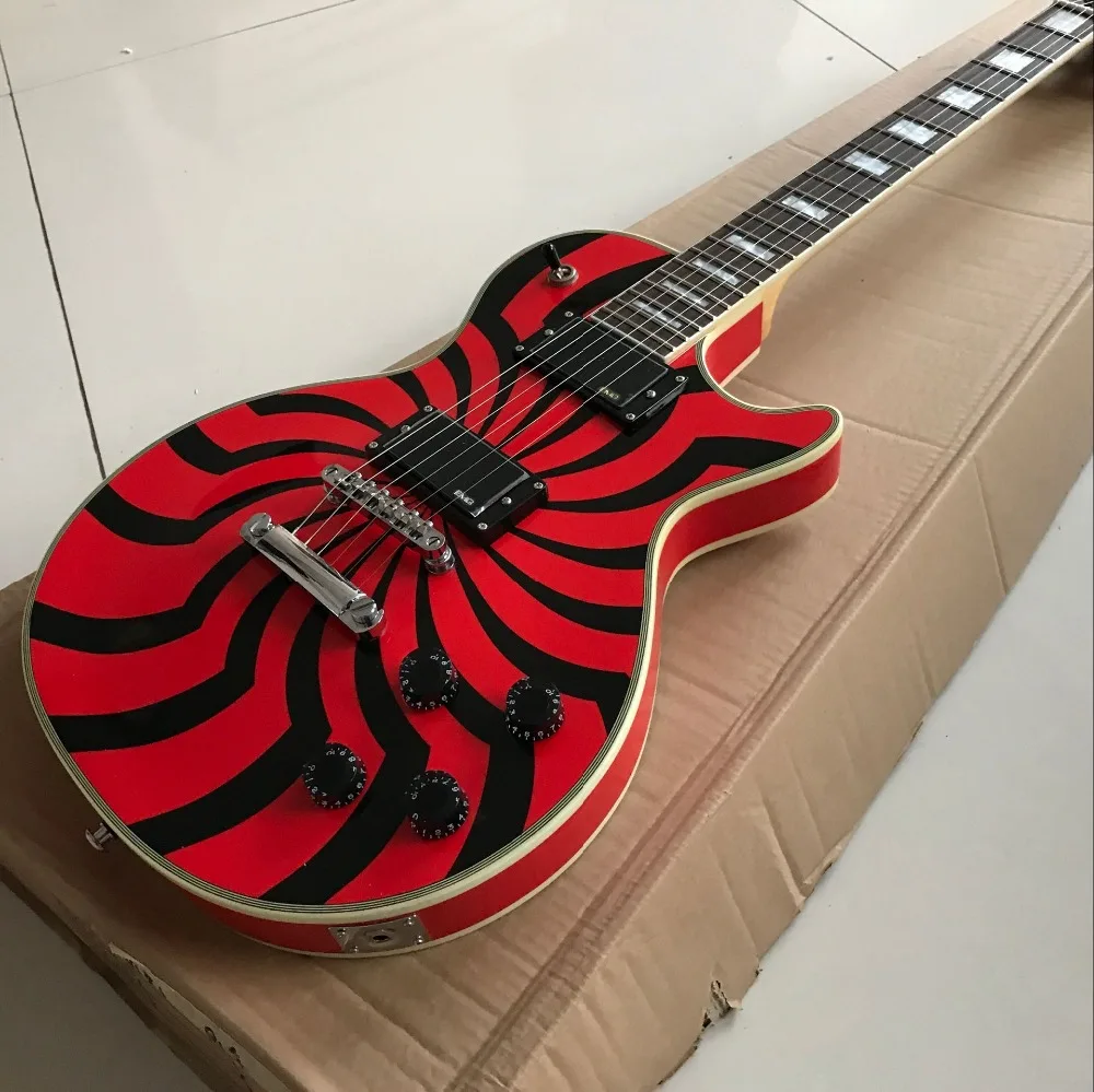 

Custom electric guitar,mahogany body guitarra,red with black stripes gitaar.musical instruments.