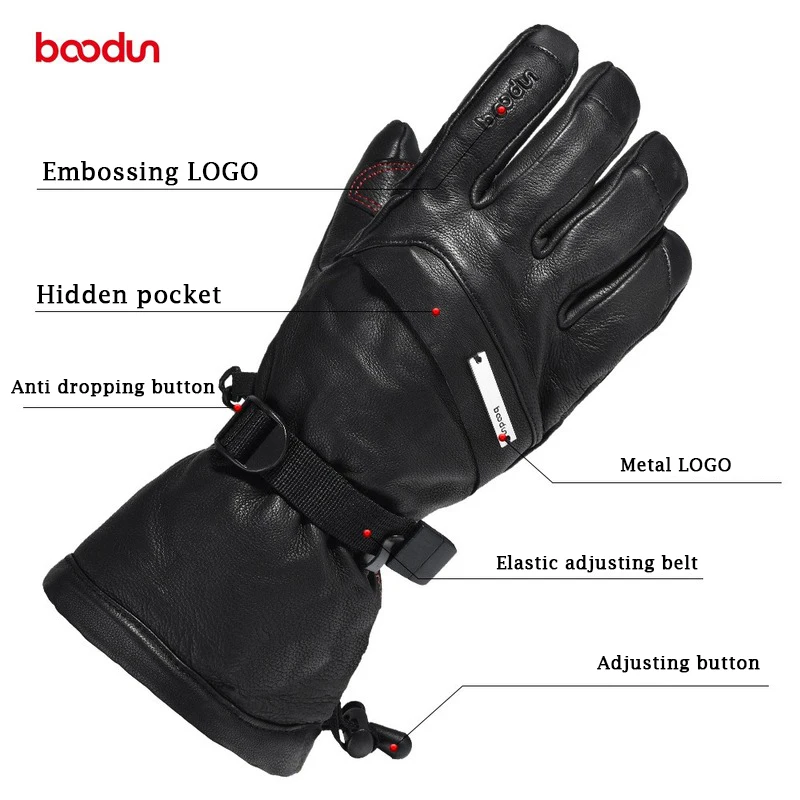 Лыжные перчатки из натуральной кожи с сенсорным экраном теплые флисовые зимние