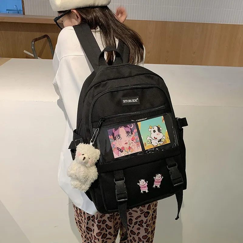 

2021 New Fashion Harajuku Style Backpack Pure Color Small Fresh Backpacks Daily Outdoor Travel Bag Student Schoolbag