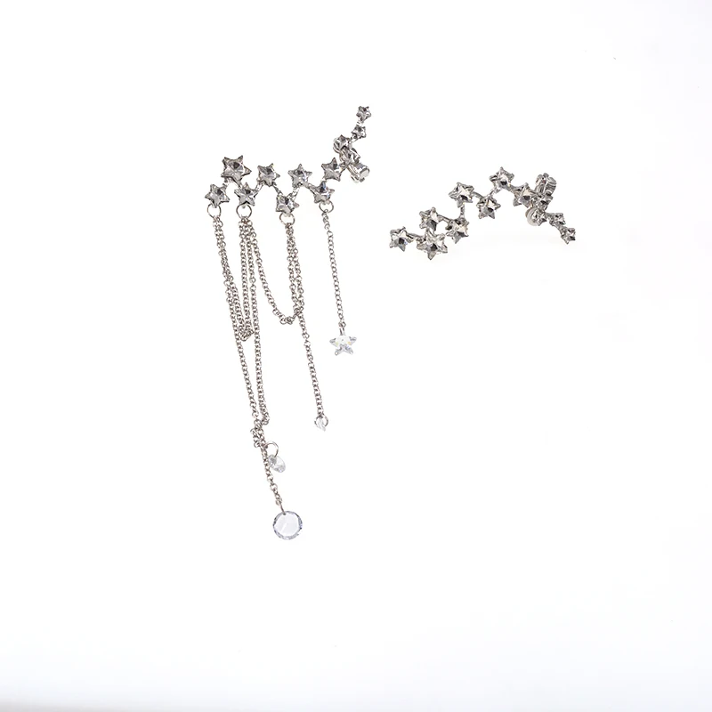 

Baroque Vintage Long Earrings Silver Color Temperament Asymmetrical Tassel Women Fashion Jewelry Accessories Gift