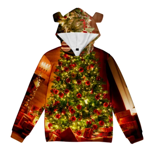 

New Christmas Design 3D Bear Ear Pullover Hoodie for Men And Women