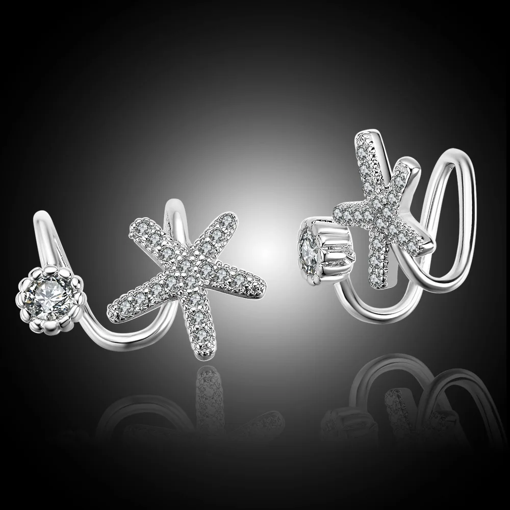 Новые модные серьги из серебра 925 пробы с кубическим цирконием милые клипсы со