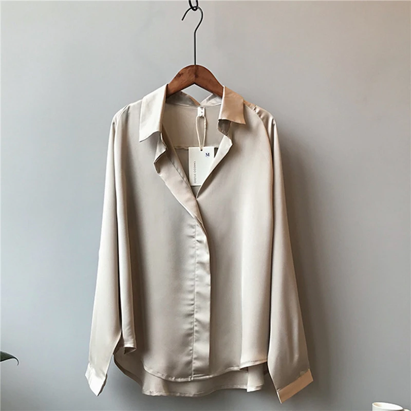 

Women Casual Blouse Long Sleeve Turn Down Collar Casual Loose Long Sleeve OL Style Shirt Women Korean Office Tops Streetwear