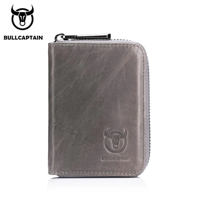 BULLCAPTAIN, бизнес, Женский держатель для карт, для мужчин, для карт, натуральная кожа, для карт, на молнии, для кредитных карт, кошелек для женщин/мужчин, КБ 05 - Цвет: gray