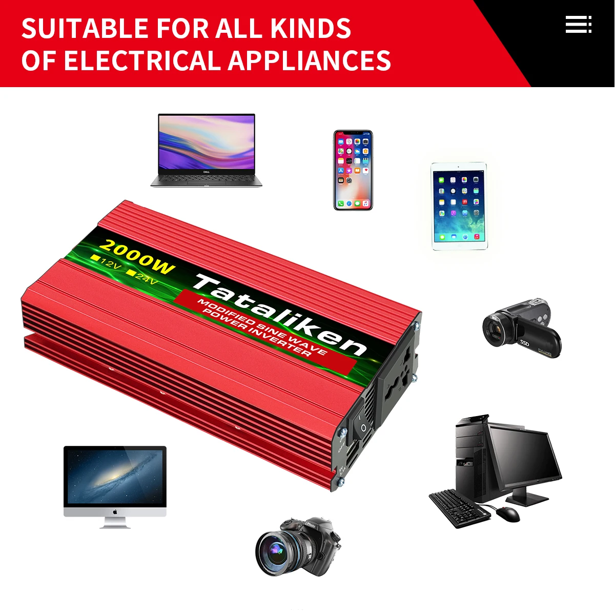 $166.00 Inverter 12v 220v 600w 2000w 2000w 2600w with voltage display for household trams