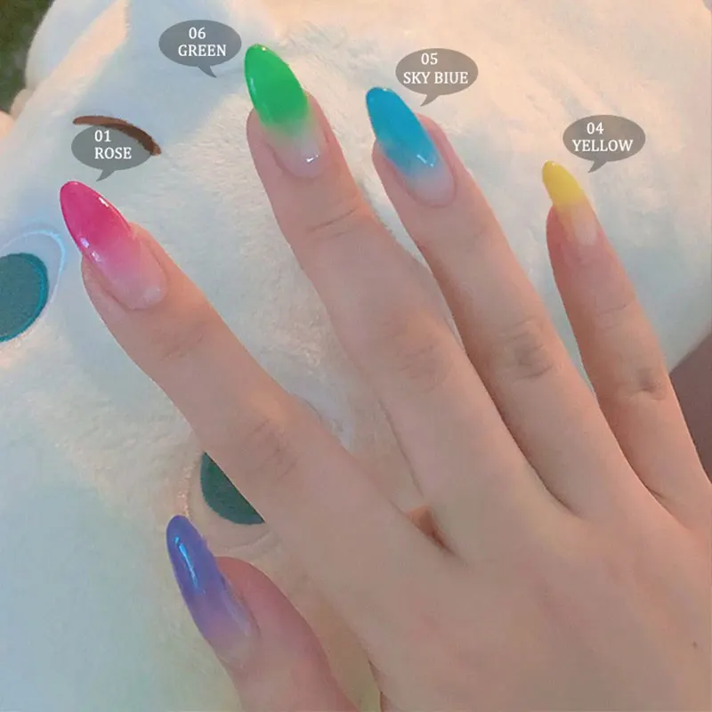 Гель для наращивания ногтей утолщенный меняющий цвет УФ светодиодный светильник