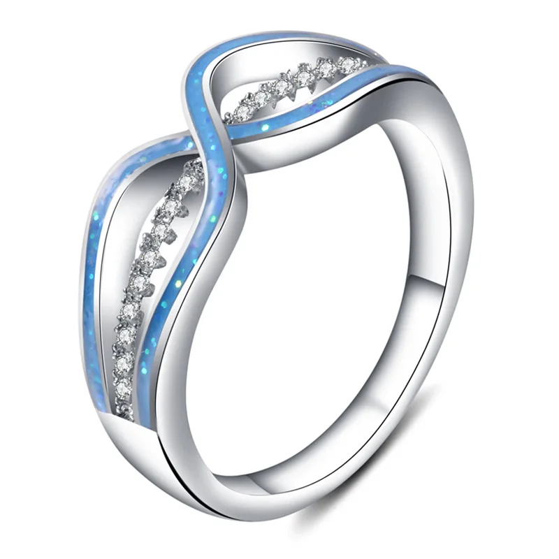 Modyle New Blue Fire Opal Pink Zircon Cubic Zirconia White Gold Color Wholesale Hot for Women Jewelry Ring Rhod ring mens | Украшения и