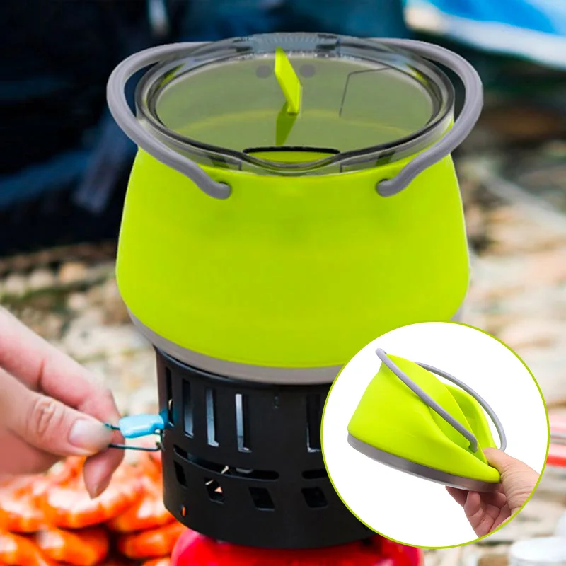 

Outdoor Foldable Water Kettle Portable Heating Tea Coffee Cooking Food Camping Hiking Travel Lightweight Silicone Water Kettle