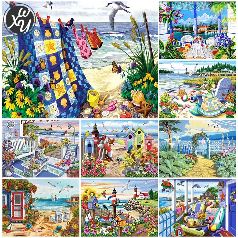 

WEIWEI Diamond Painting Sea View 5D Diy Drill Diamond Embroidery Cross Stitch Mosaic Embroidery Craft Kits Decor New Year Gift
