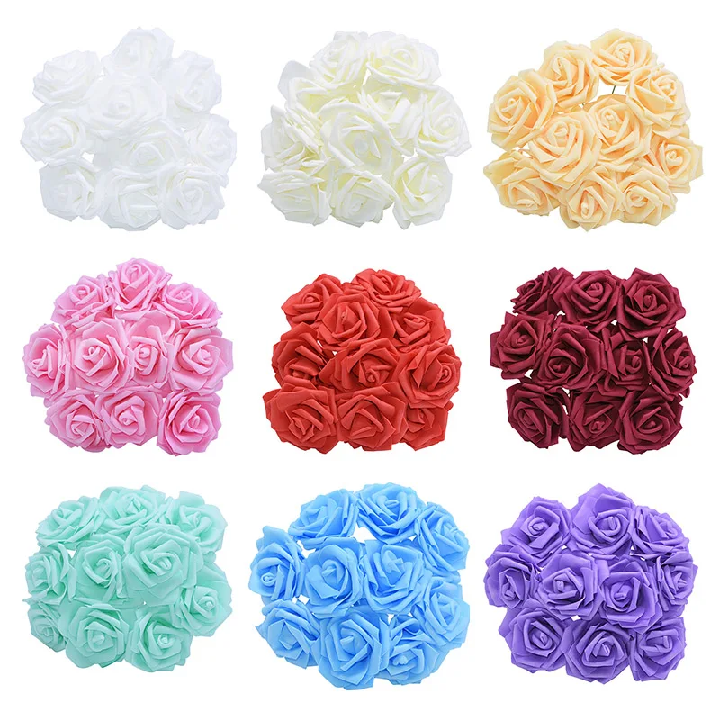 

25 Heads 10cm Foam Roses Artificial Flowers Bridal Bouquet DIY Craft for Wedding Decoration Home Room Table Decor Cheap Flower