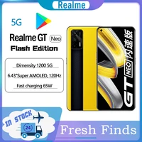 global original realme gt neo flash edition 5g smartphone 120hz amoled mtk deminsty 1200 65w 4500mah fast charge 64mp camera nfc