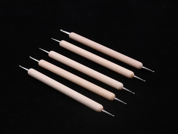 5 шт./компл. 2-полосная деревянная точечная ручка для дизайна ногтей мраморные