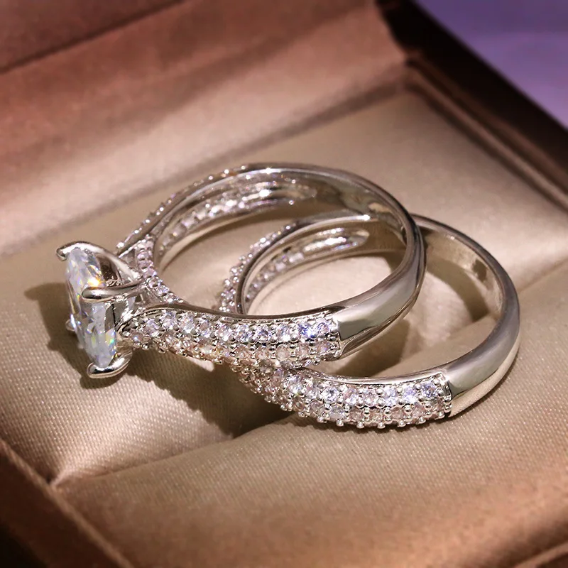

Genuine 925 Sterling Silver Real Natural White Diamond for Women Fine Anillos De Bizuteria Silver 925 Jewelry Gemstones Ring Box