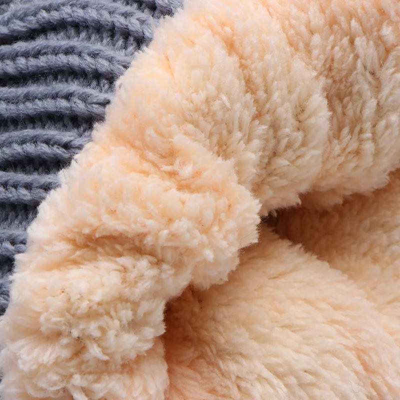 

Baby Plus Velvet Earmuffs Warm Headgear Boys And Girls Knitted Hat Best Gift New Hot Sale Autumn And Winter Cat Double Ball