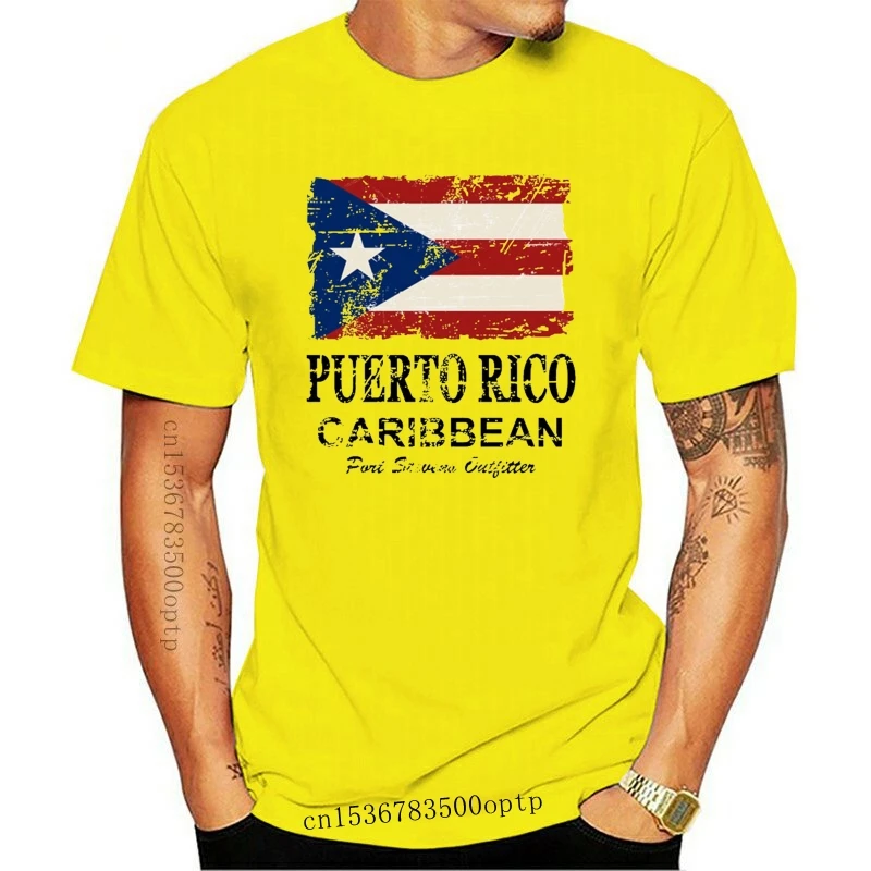 

New Puerto Rico Flag Vintage Look T Shirt Outfit Printed Basic Cotton Spring Plus Size 5xl Crazy Normal Shirt