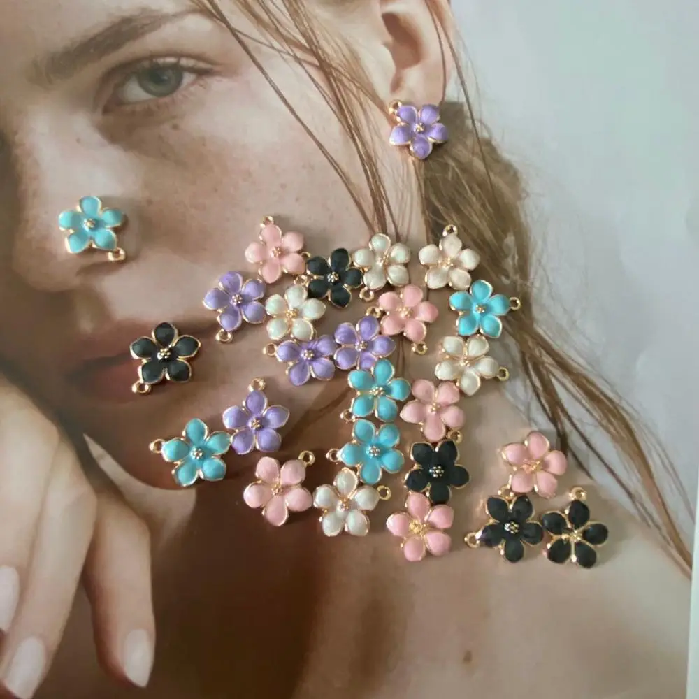 10 шт. смешанные эмалевые подвески в виде цветов для ювелирных изделий ожерелье