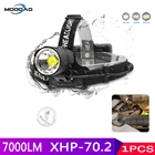 Светодиодный налобный фонарь 7000 люмен, фонарь для рыбалки, кемпинга, фонарь высокой мощности, Головной фонарь, фонарь с зумом, USB, фонарик