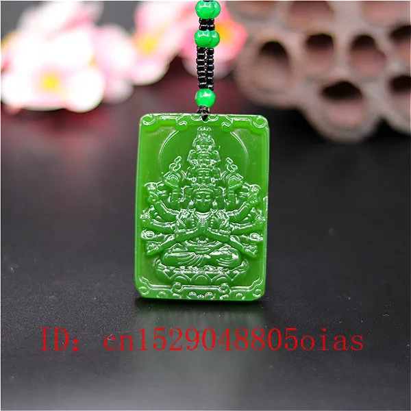 Натуральный зеленый китайский нефрит Avalokitesvara кулон ожерелье модное очарование