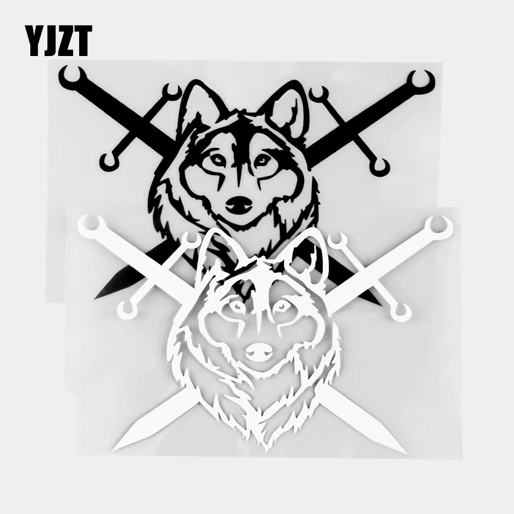 YJZT 10 4 × 15 0 см художественные автомобильные наклейки Волчья Голова и меч