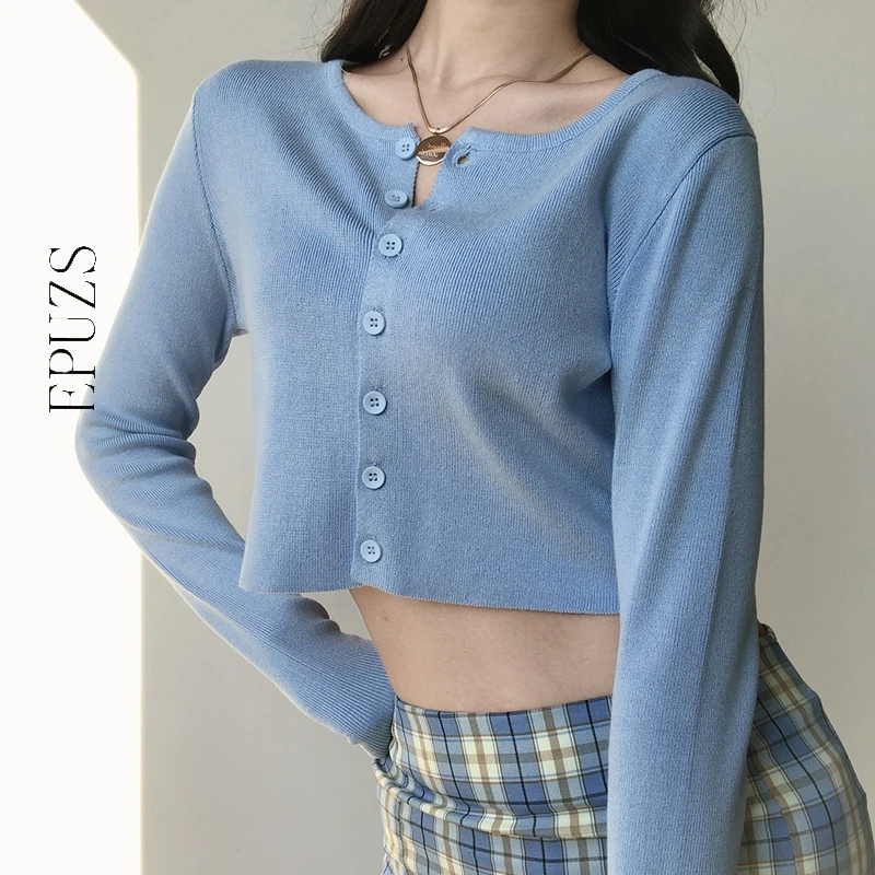 Винтажный Укороченный кардиган с длинным рукавом женский белый черный корейский