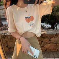2021 spring and summer new short sleeved t shirt fruit orange cute loose simple ladies fashion western style shirt women trend