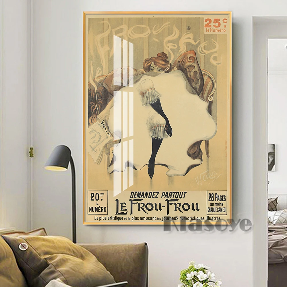

Le Frou Frou Retro Entertainment Poster Cancan Dancer Newspaper Smoking Girl Vintage Wall Stickers Canvas Prints Painting Decor