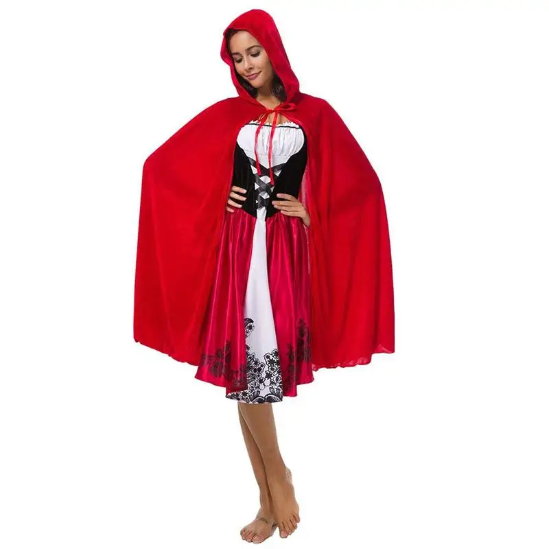

Halloween Cape Costumes Little Red Riding Hood Adult Cosplay Costume Carnival Party Masquerade Festival Party Cloak Hooded